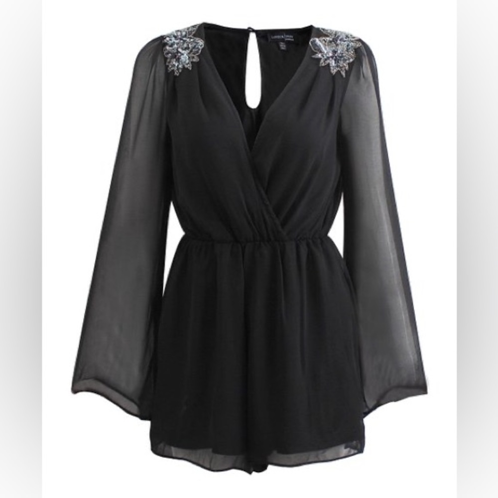 Embellished Long Sleeve Romper